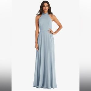 Dessy Collection- HIGH NECK HALTER BACKLESS MAXI DRESS